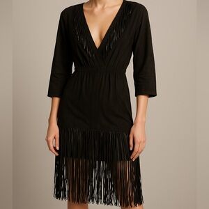 ✨ Jimmy Choo for H&M Black Suede Fringe Dress – Size US 6 / EUR 36 ✨